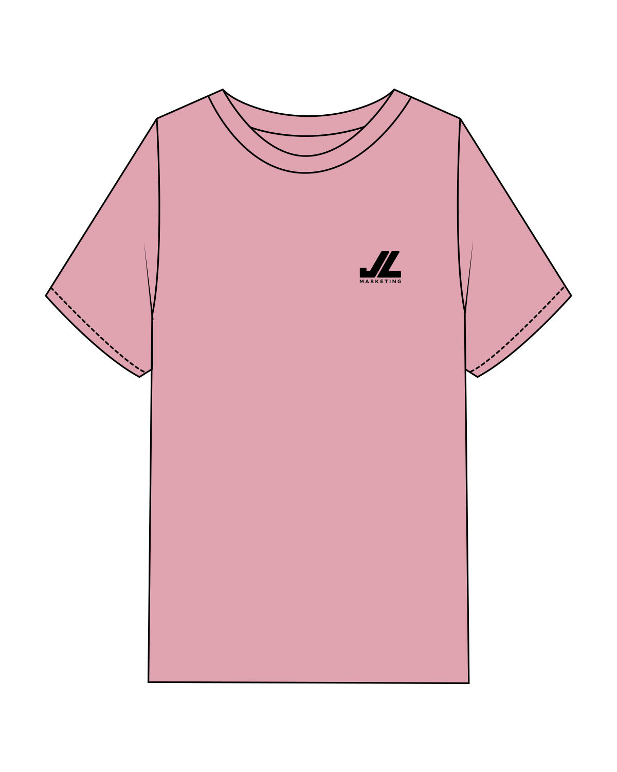 The Womens Heavyweight Tee - Bubblegum - JL Marketing - Left Chest - Printed - Black