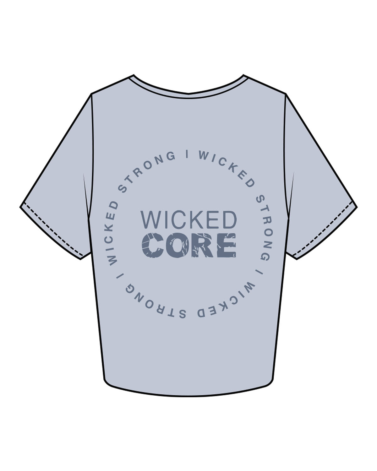 The Crop Tee - Powder - Wicked Core - Left Chest & Back Center - Printed - Tone on Tone