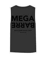 The Womens Heavyweight Tank - Washed Black - Megabarre - Left Chest Stacked & Back Stacked - Black