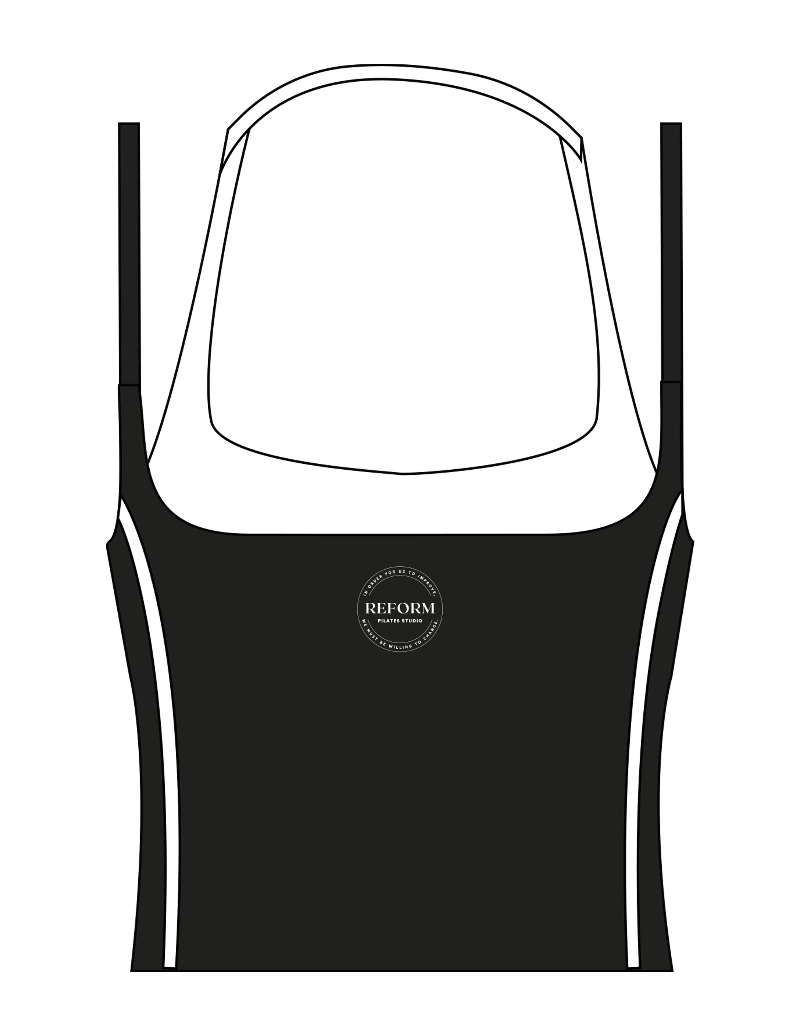 The Piped Tank - Black - REFORM Pilates Studio - Center Chest & Center Back - Printed - White