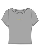 The Sporty Crop Short Sleeve - Grey - Golden Lagree - Center Chest Stacked - Printed - Full Color