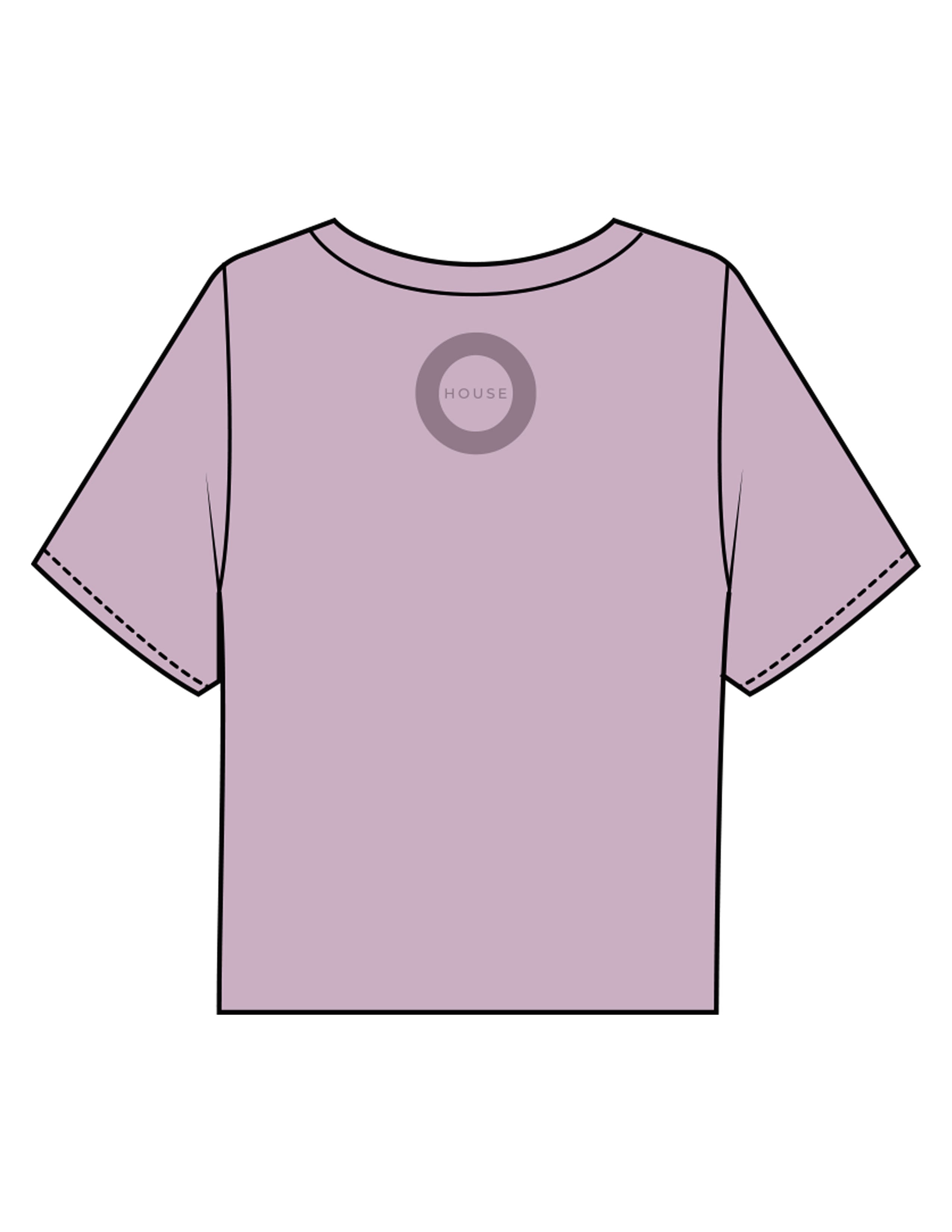 The Boxy Crop Tee - Lavender - HiLo - Chest Stacked "VERSA" & Back Neckline Round - Printed - Tone on Tone