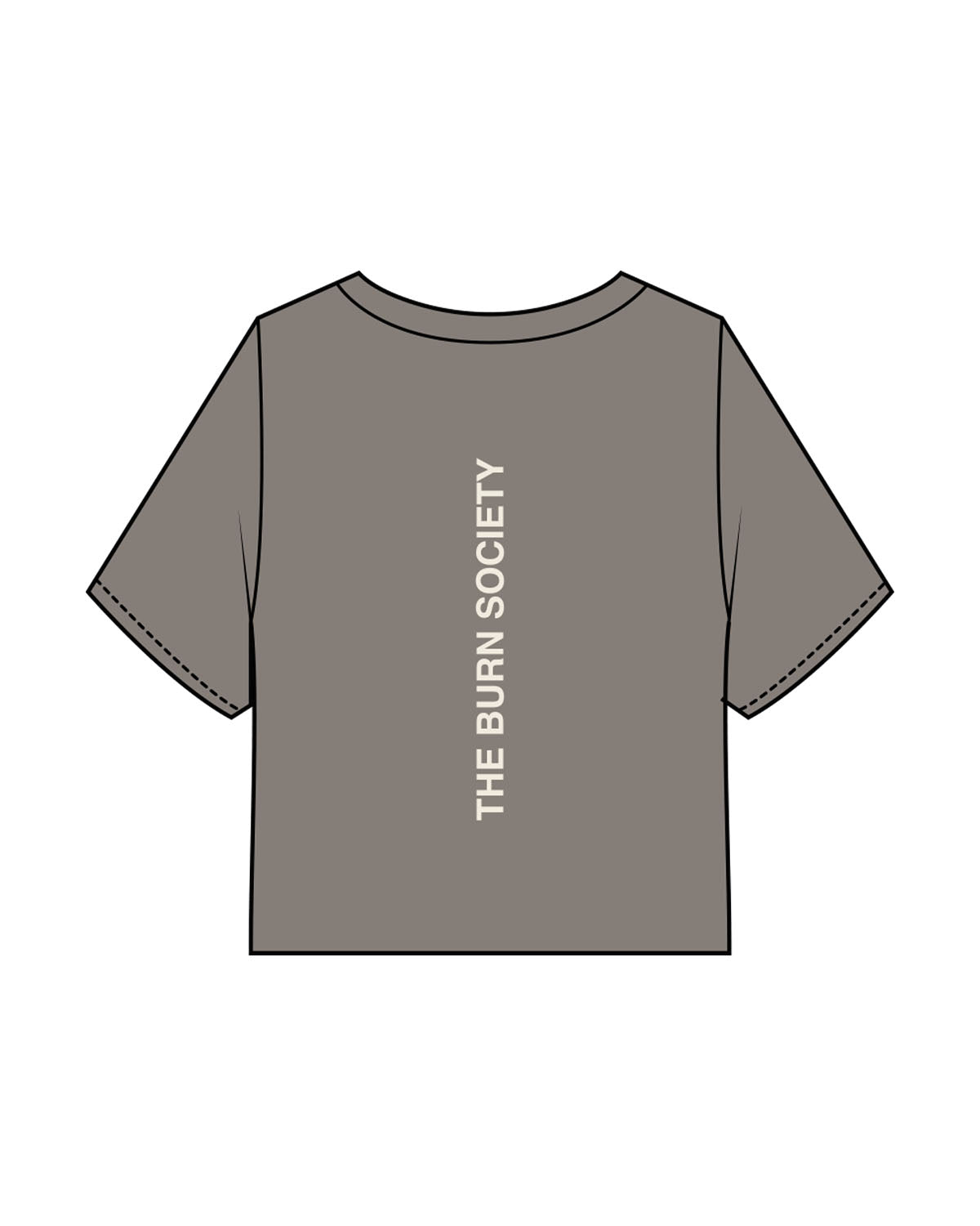 The Heavyweight Crop Tee - Washed Gray - The Burn Society - Center Chest & Back Spine - Printed - Off White