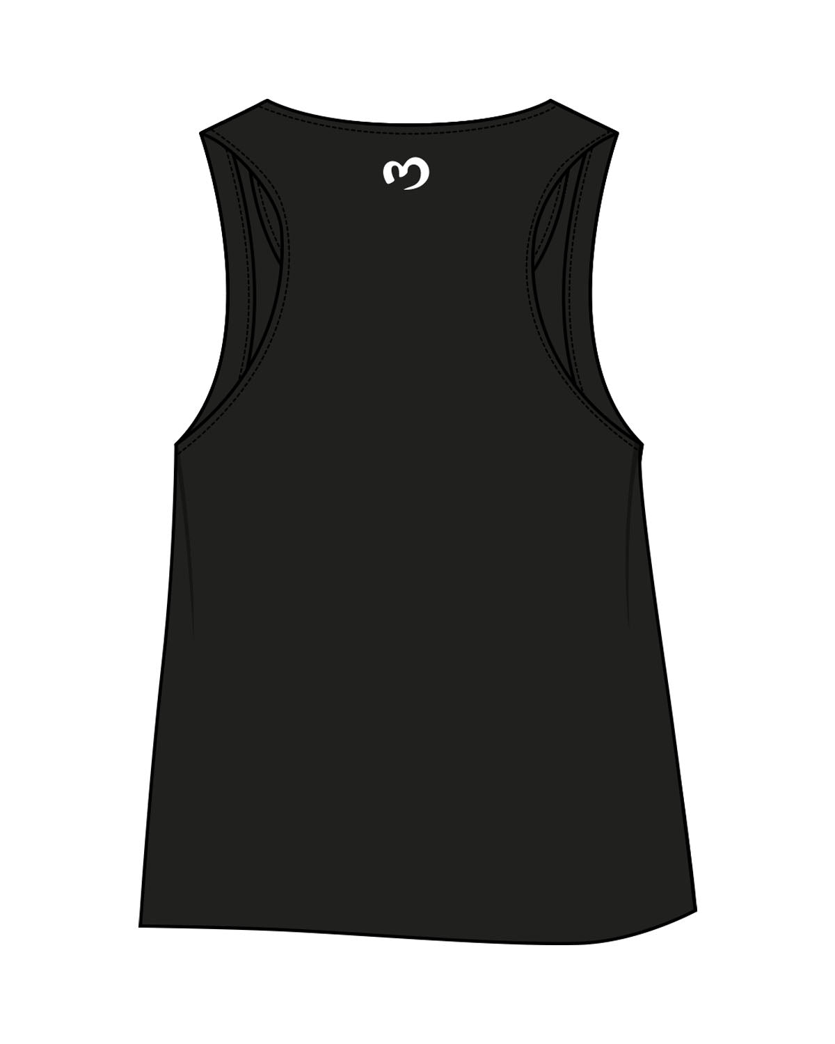The Crop Tank - Black - Mantra - Center Chest Stacked "ODESA" & Back Center Neckline - Printed - White