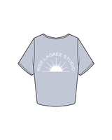 The Crop Tee - Powder - Rise Lagree - Left Chest & Back Logo - White