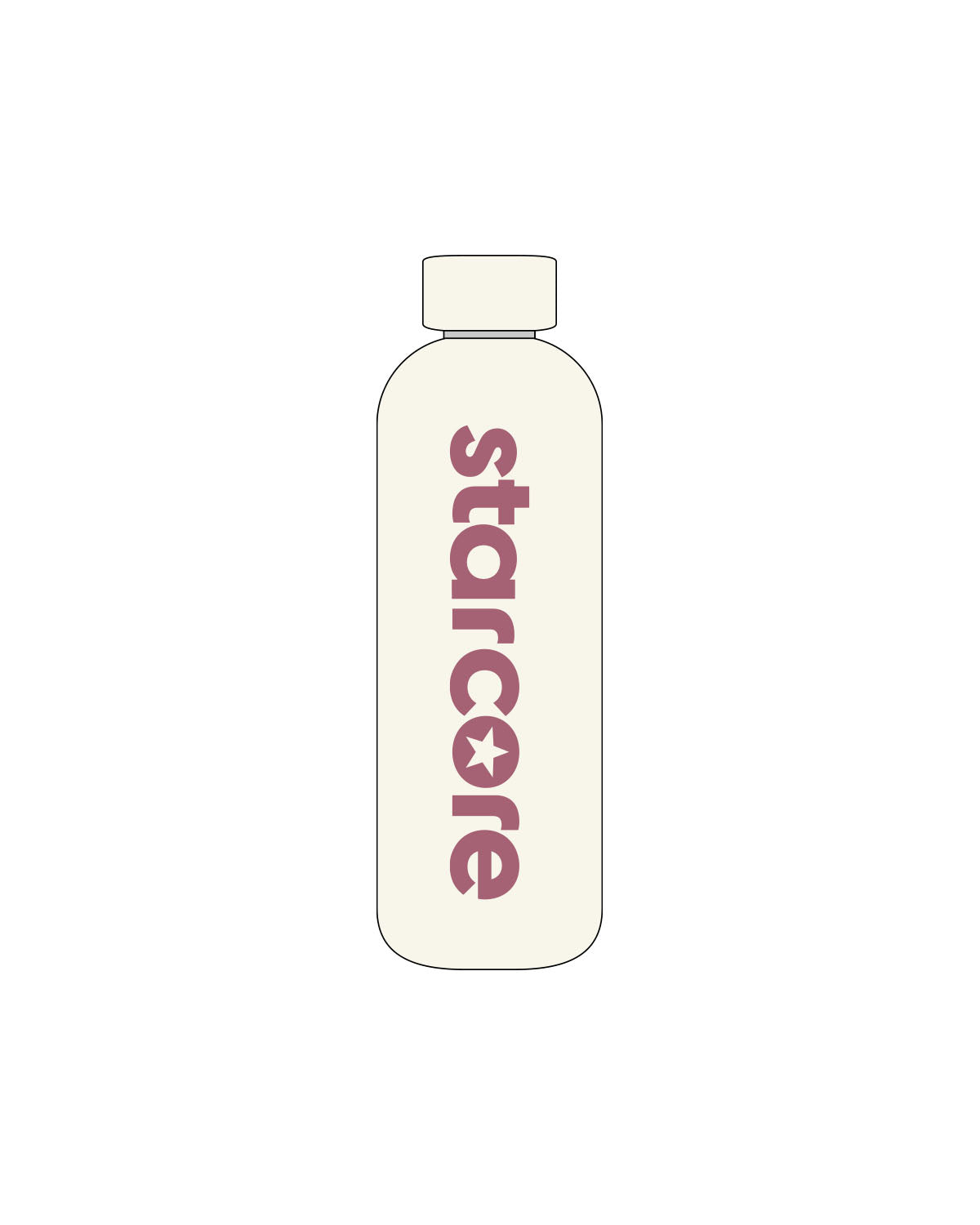 The Water Bottle - Off White - StarCore - Center Body Vertical - Printed - Berry