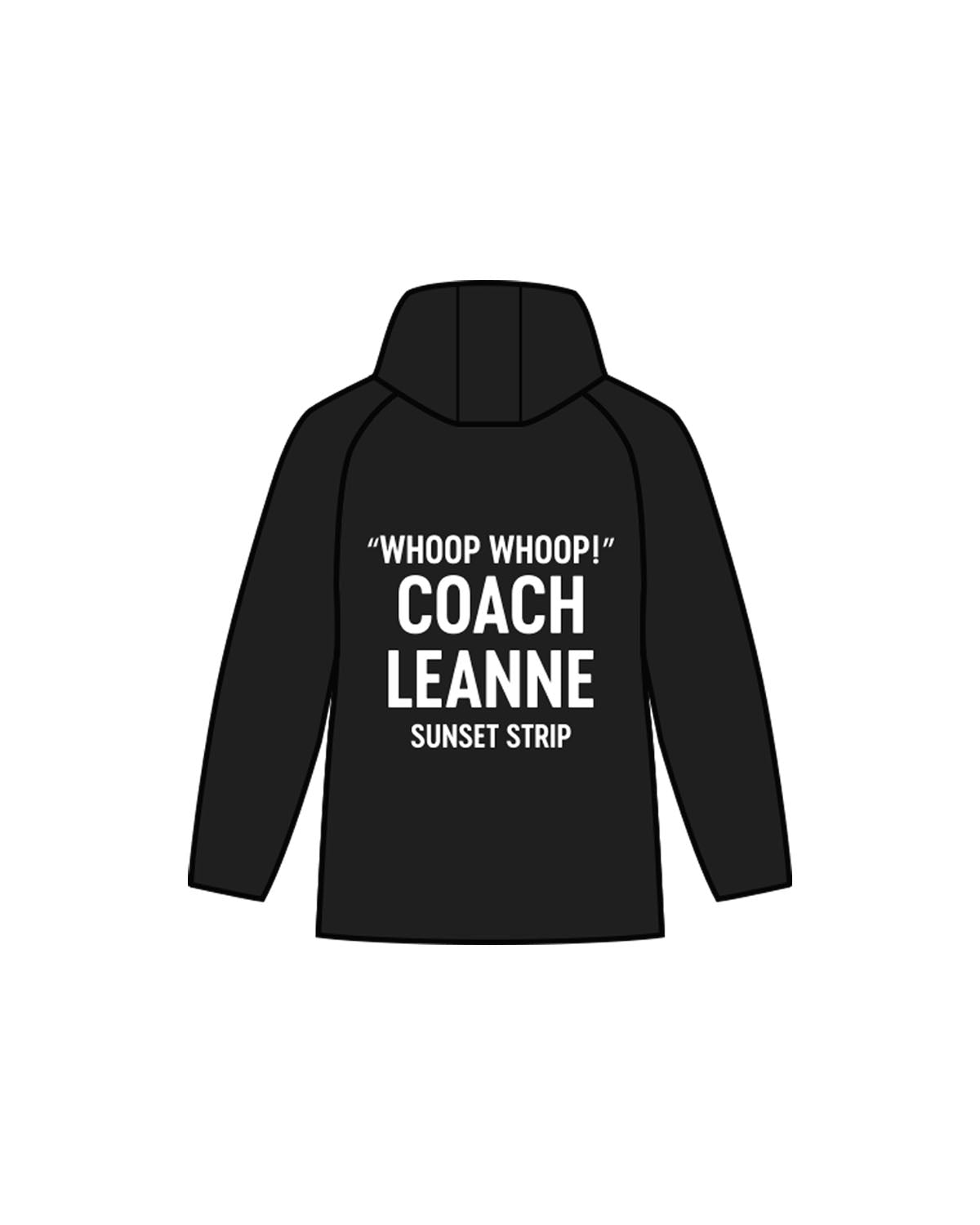 The Mens Windbreaker - Black - Vasilios Filippakis - Left Chest & Back Stacked "COACH LEANNE" - Printed - White