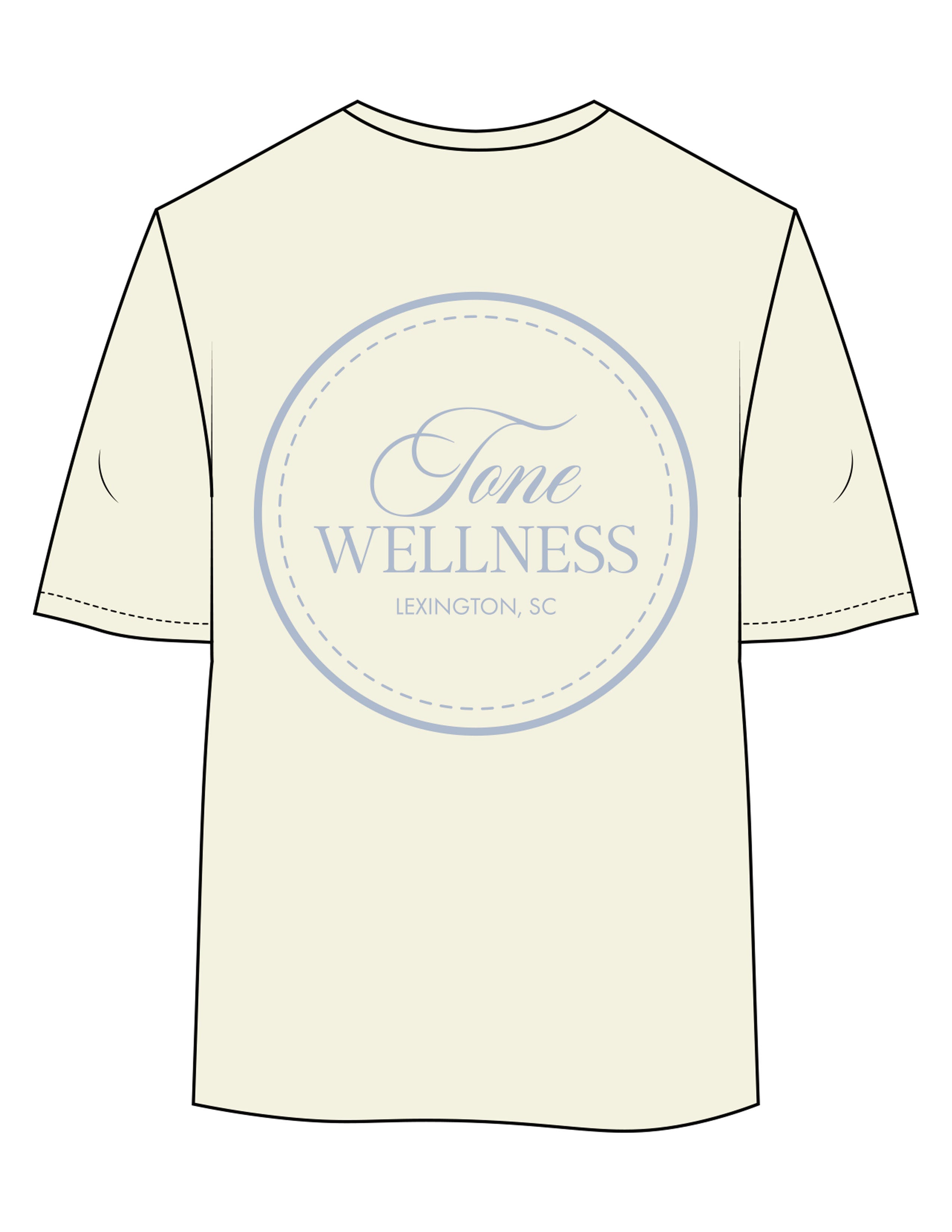The Womens Oversized Tee - Butter - Tone Wellness Studio - Left Chest & Back Round - Printed - Powder Blue