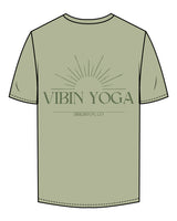 The Mens Tee - Pistachio - VIBIN YOGA - Left Chest & Back Center - Printed - Dark Green
