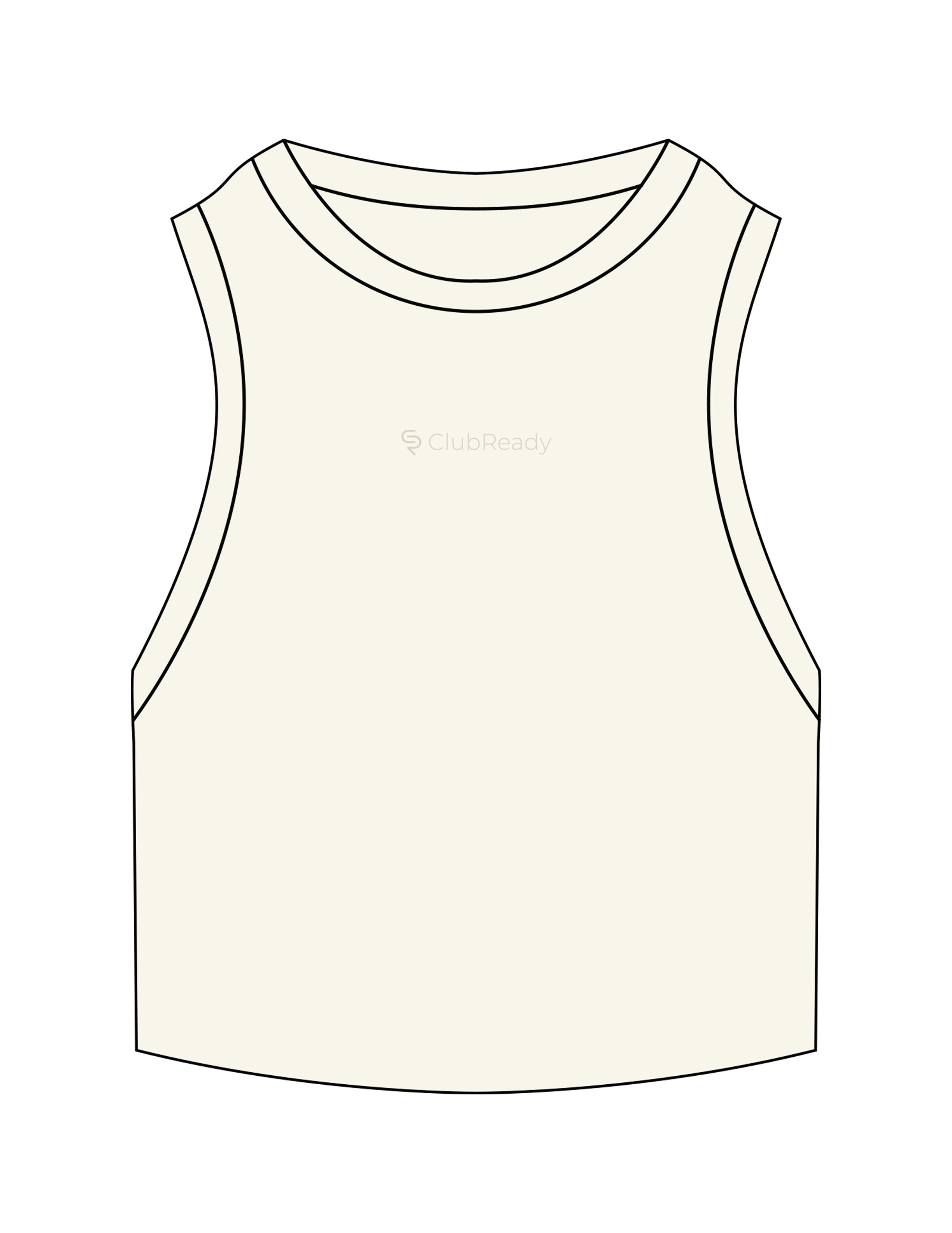 The Ribbed Crop Tank - Off White - Club Ready - Center Chest - EMB - Tone on Tone