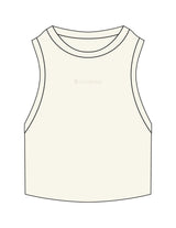 The Ribbed Crop Tank - Off White - Club Ready - Center Chest - EMB - Tone on Tone