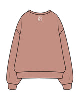 The Womens Crewneck - Clay - The Oak Method - Center Chest Stacked & Back Neckline - Printed - White