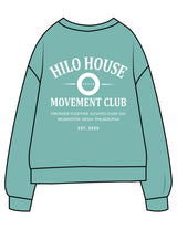 The Midweight Unisex Crewneck - Washed Mint - HiLo - Center Chest & Back Stacked - Printed - White