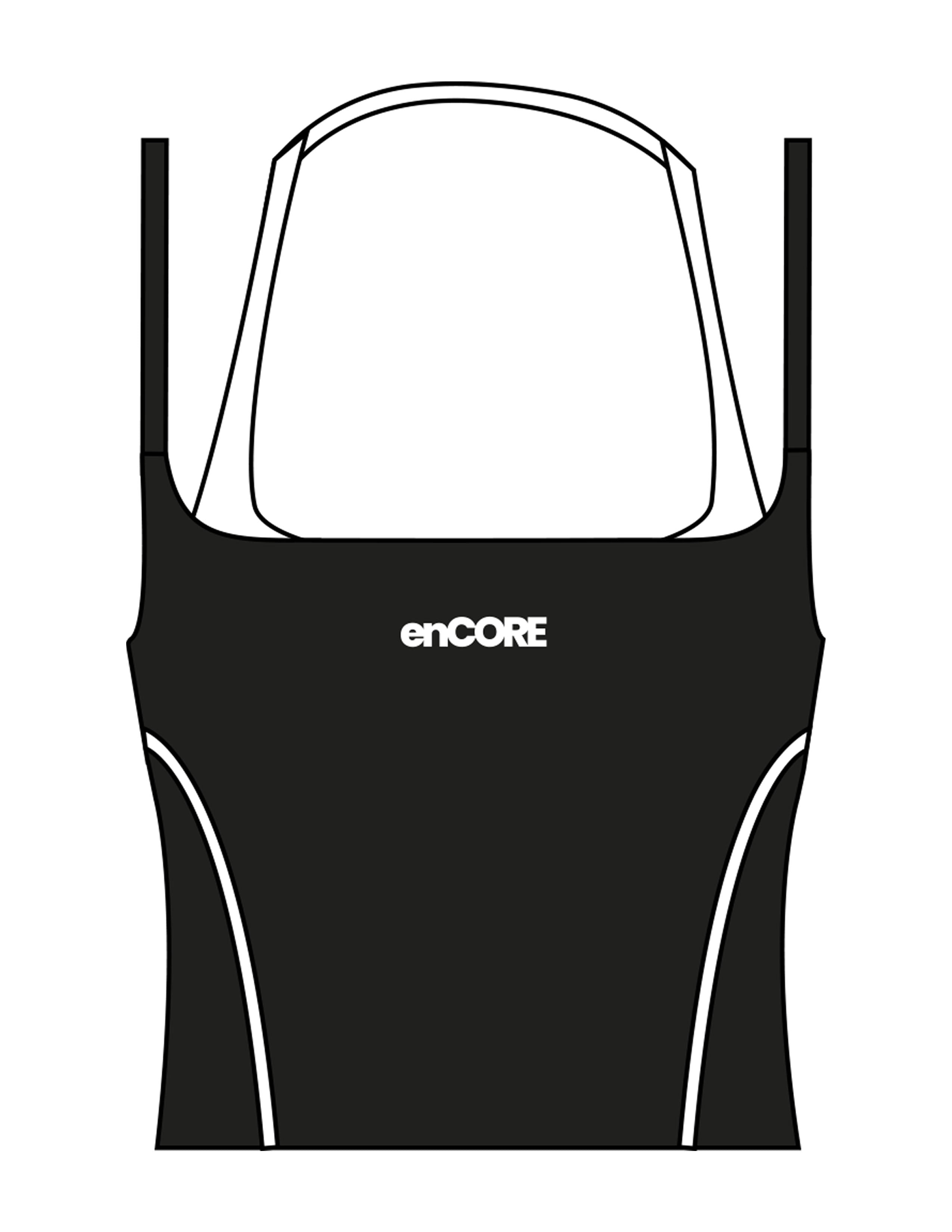 The Piped Tank - Black - enCore Pilates - Center Chest - Printed - White