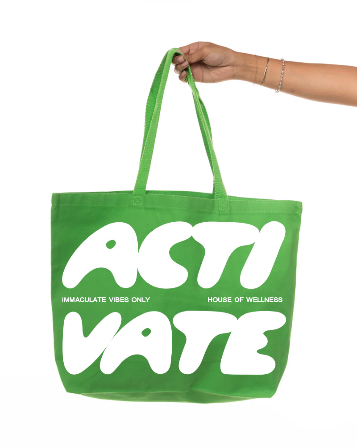 The Tote Bag - Lime - Activate House - Full Center - White