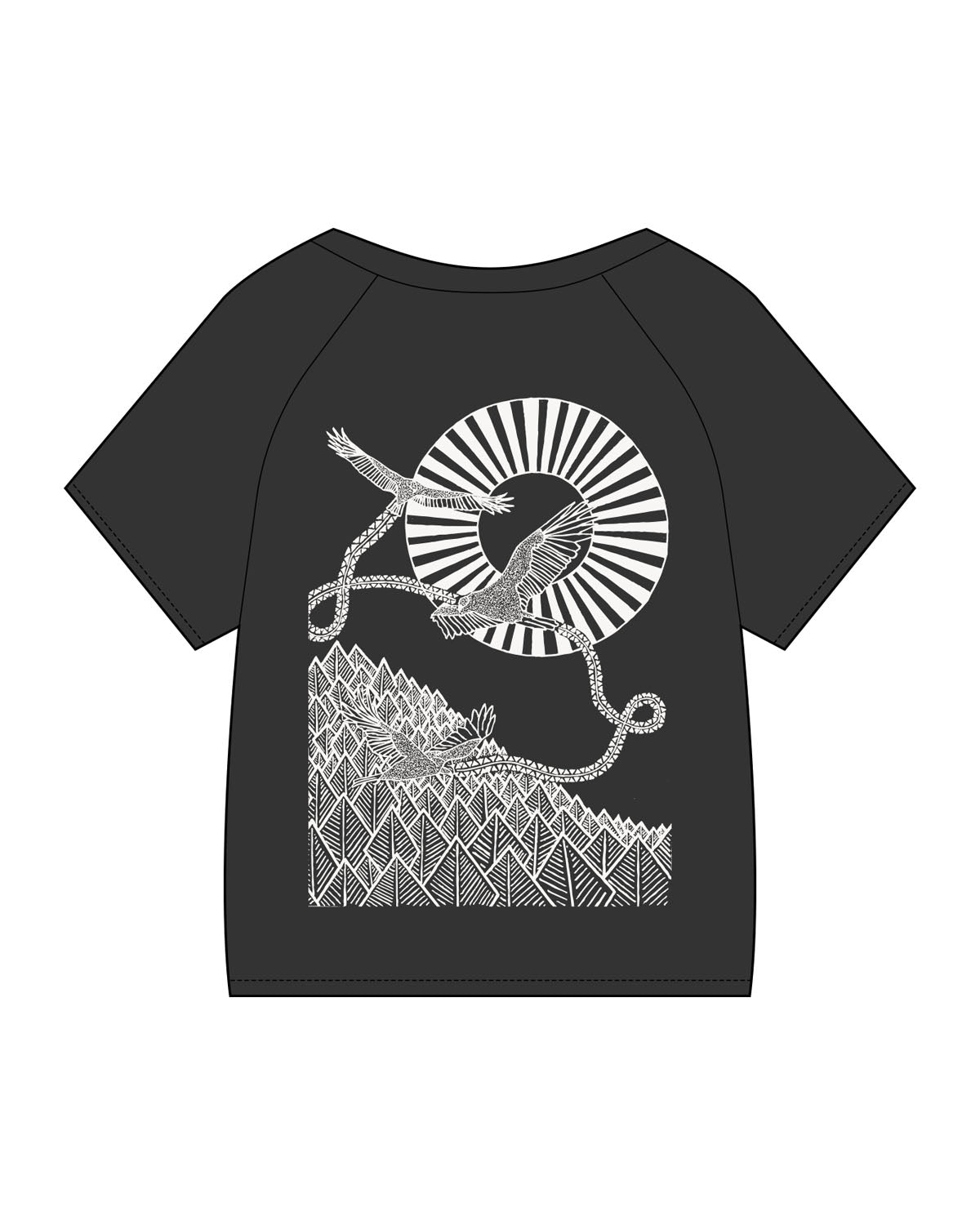 The Kids Heavyweight Tee - Washed Black - FadeFarm - Left Chest & Back Illustration  - Printed - Full Color