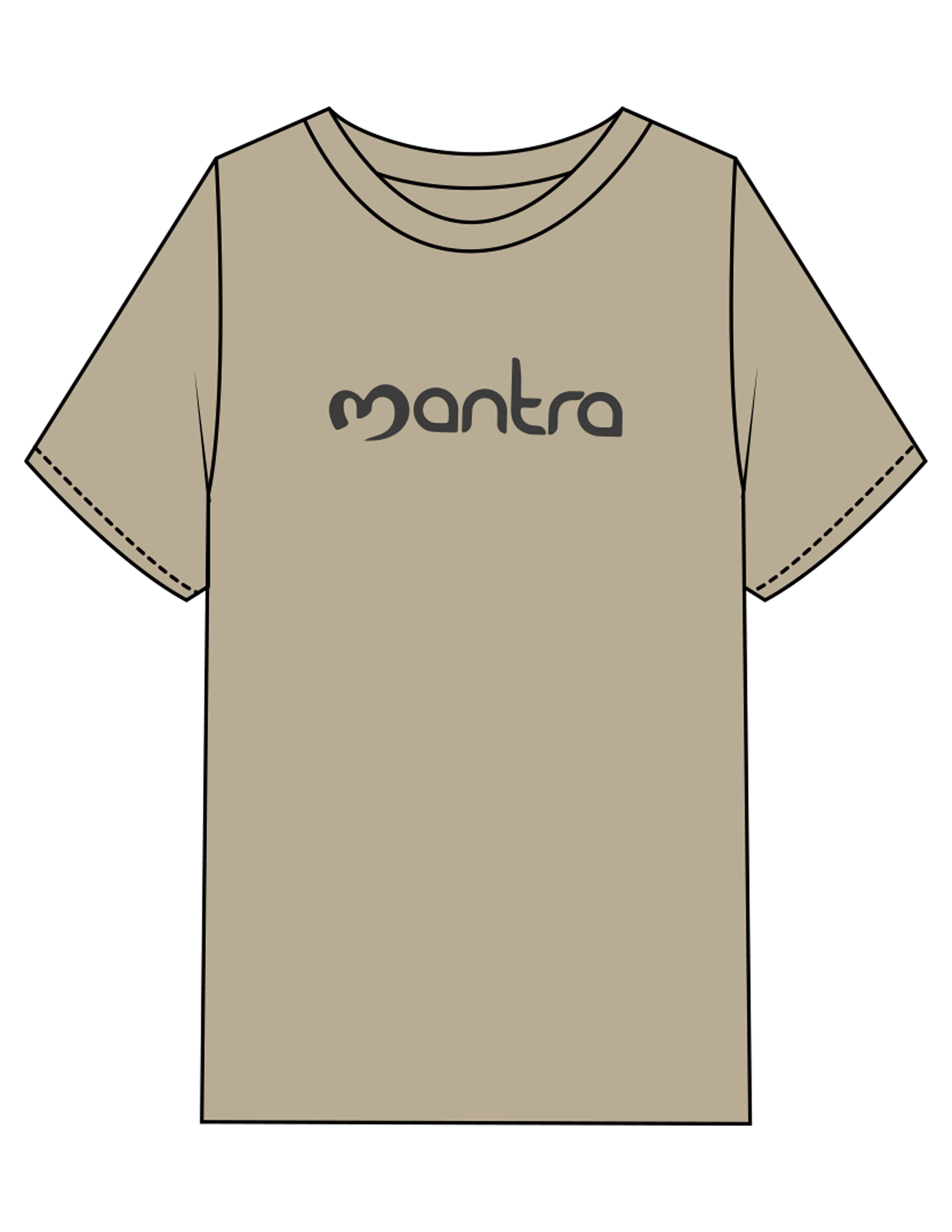 The Mens Heavyweight Tee - Washed Khaki - Mantra - Center Chest & Back Neckline - Printed - Charcoal