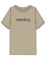 The Mens Heavyweight Tee - Washed Khaki - Mantra - Center Chest & Back Neckline - Printed - Charcoal