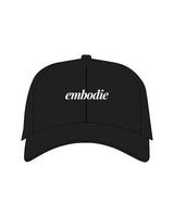 The Dad Hat - Black - Embodie - Center Crown - "embodie" Logo - Embroidered - White