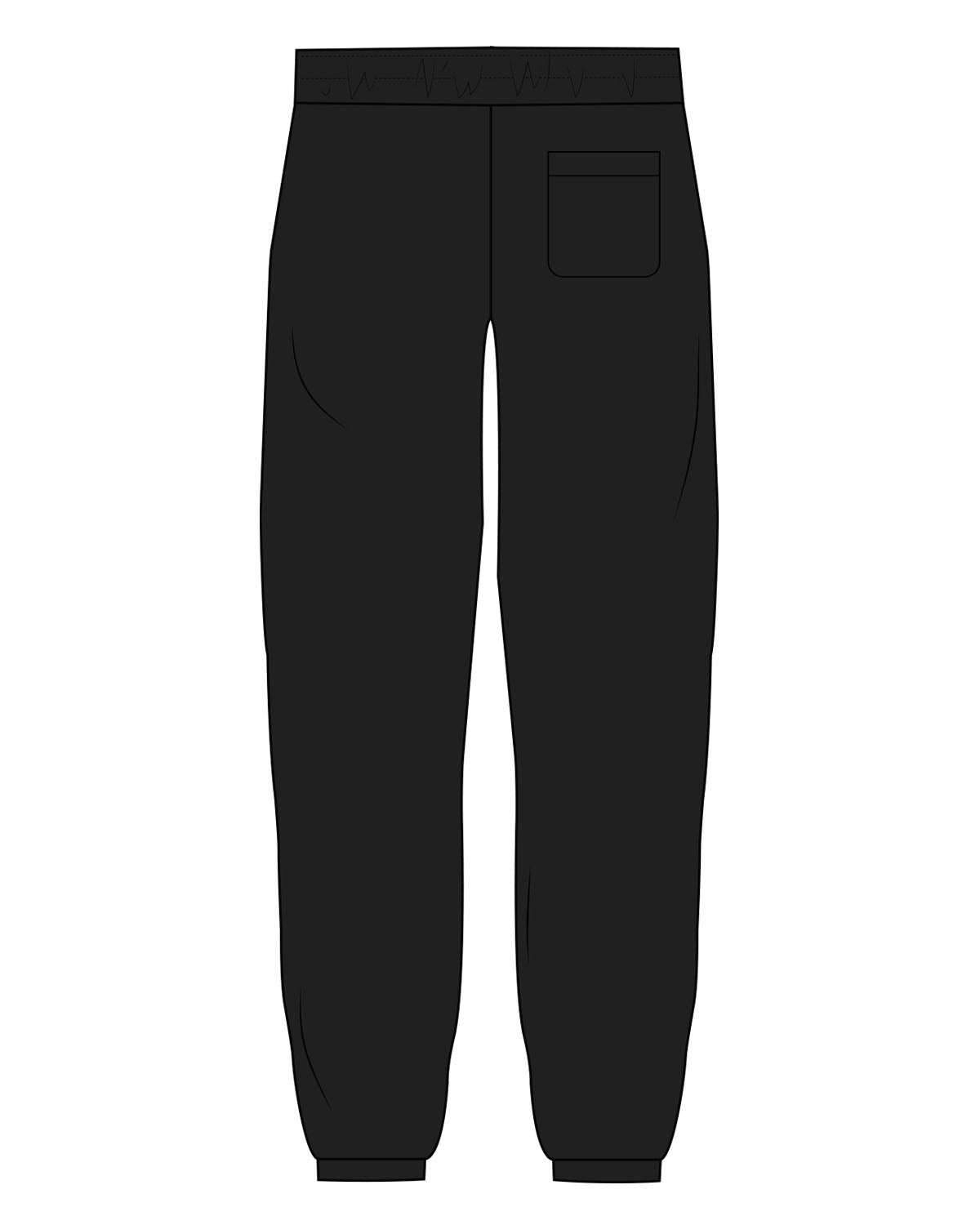 The Mens Sweatpants - Black - Blissful Bond - Left Bottom Leg - Printed - White