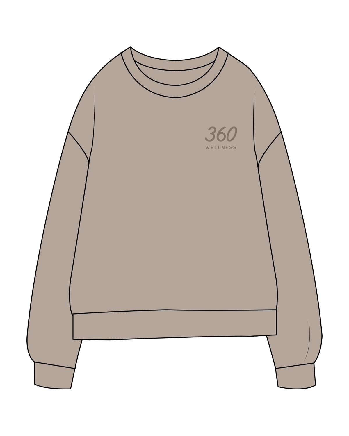The Midweight Unisex Crewneck - Washed Cement - 360 Wellness - Left Chest Stacked - Printed - Tone on Tone