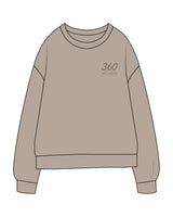 The Midweight Unisex Crewneck - Washed Cement - 360 Wellness - Left Chest Stacked - Printed - Tone on Tone
