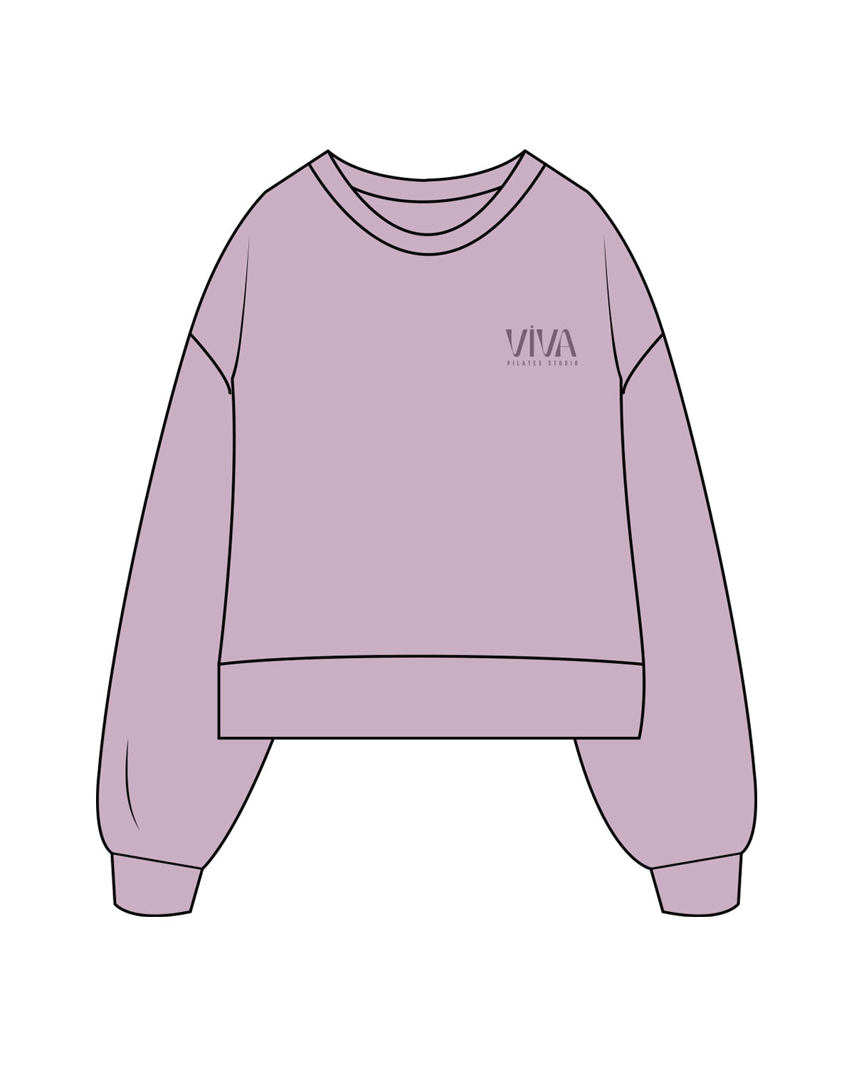 The Womens Heavyweight Crop - Lavender - Viva Pilates - Left Chest Stacked - Printed - Tone on Tone