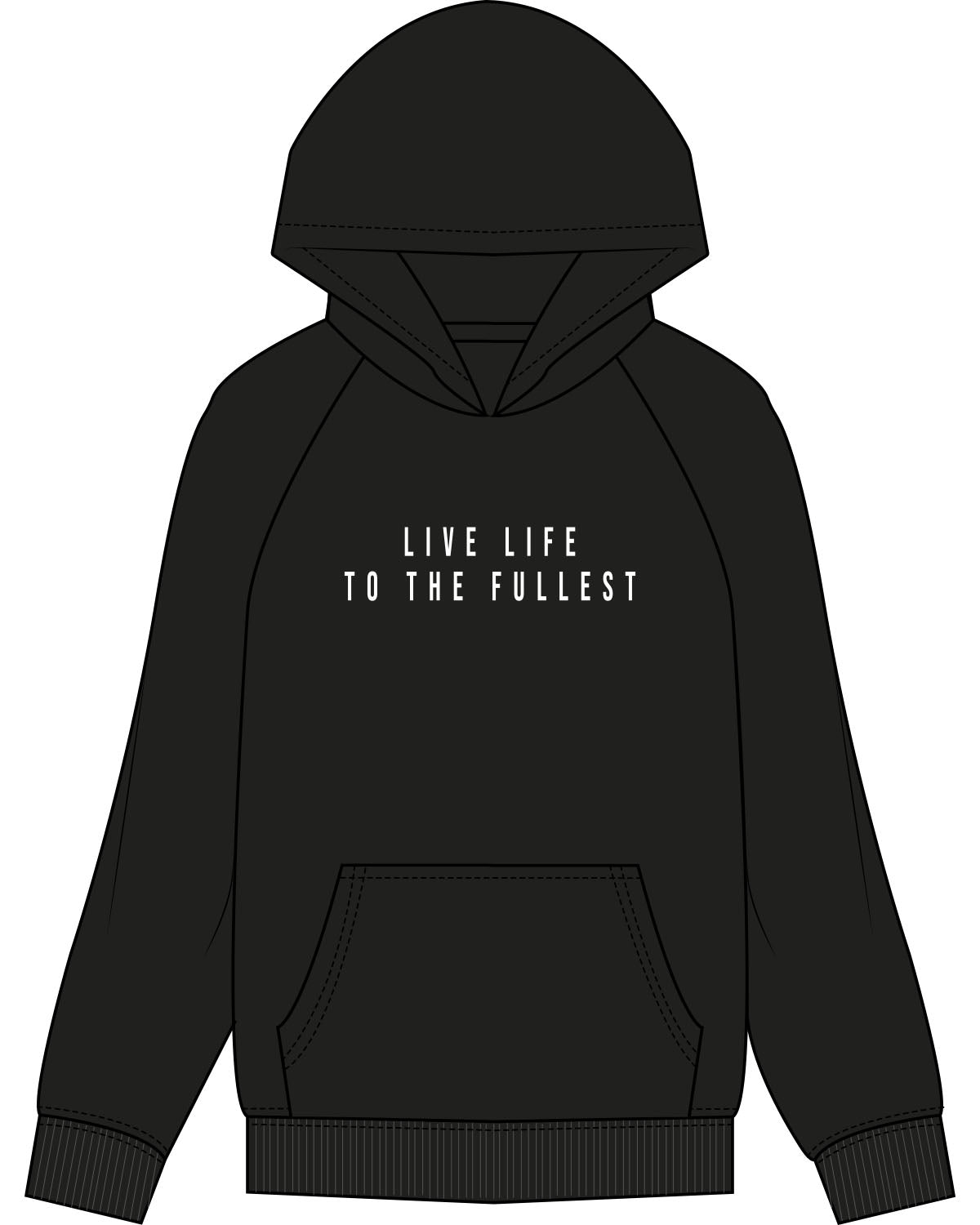 The Mens Hoodie - Black - Studio 205 - Center Chest Stacked - Back Stacked - Printed - White