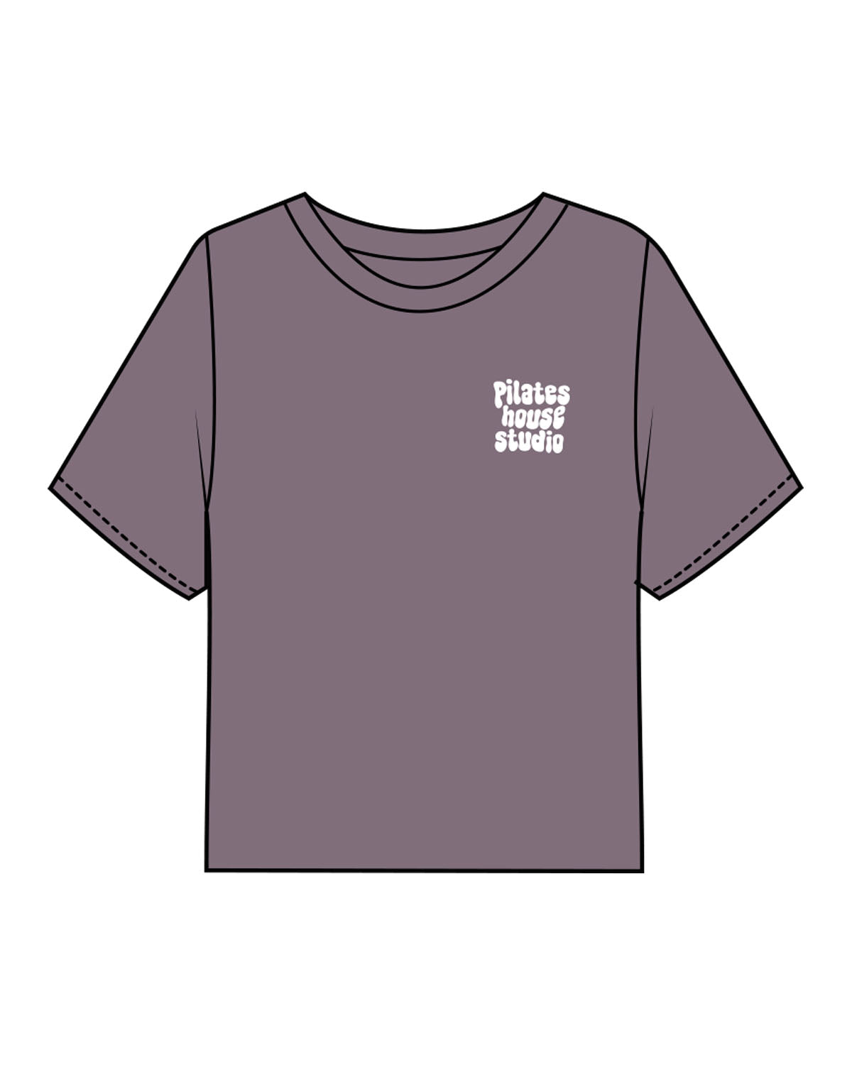 The Boxy Crop Tee - Mauve - PHS - Center Chest - Back Center - Printed - White