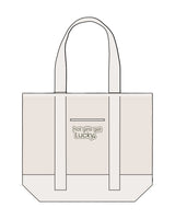 The Contrast Tote Bag - Natural / Natural - Lucky Penny - Center - Icon -Back - Lucky Girl -Printed - Green