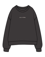 The Womens Crewneck - Washed Black - Slo x Form - Center Chest - Embroidered - Off White