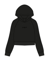 The Womens Crop Hoodie - Black - Sculpt'd Studios - Center Chest - Embroidered - Tone on Tone