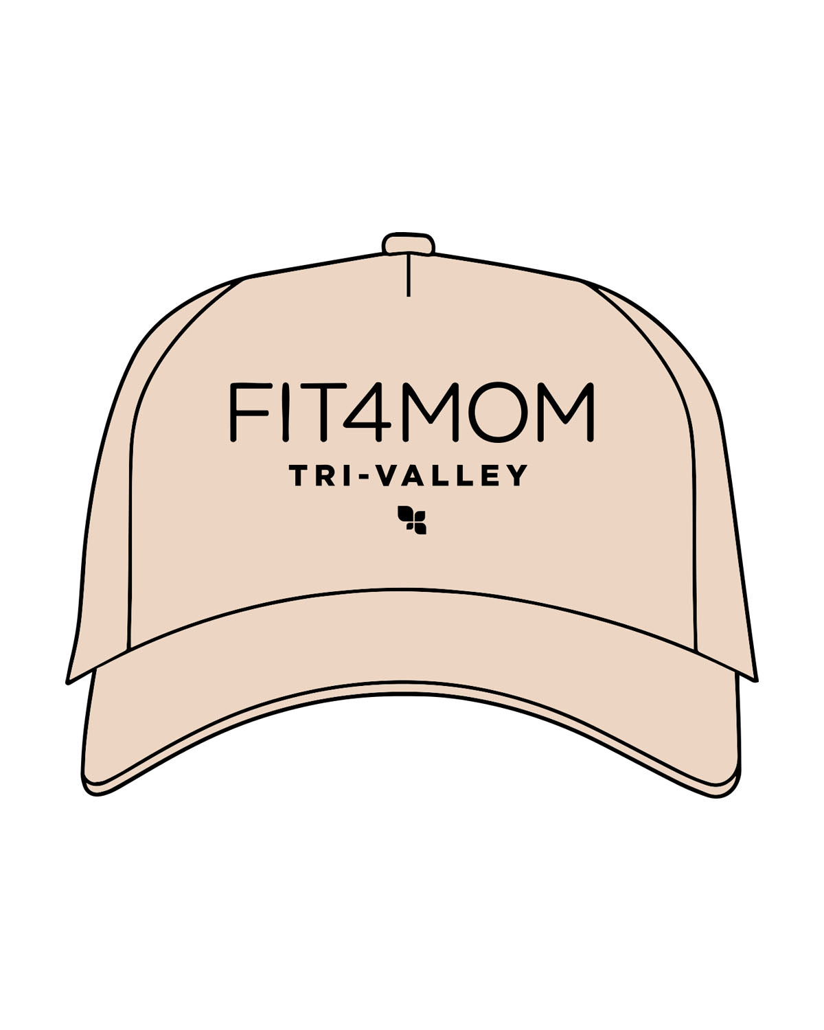 The 5 Panel Trucker Hat - Sand - Fit 4 Mom - Tri Valley - Center Crown Stacked - Embroidered - Black