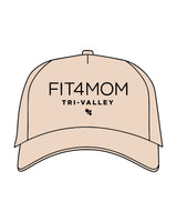 The 5 Panel Trucker Hat - Sand - Fit 4 Mom - Tri Valley - Center Crown Stacked - Embroidered - Black