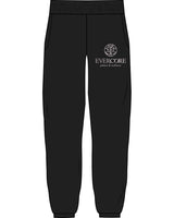 The Mens Sweatpants - Black - EVERCORE - Left Leg Stacked - Below Pocket - Light Pink