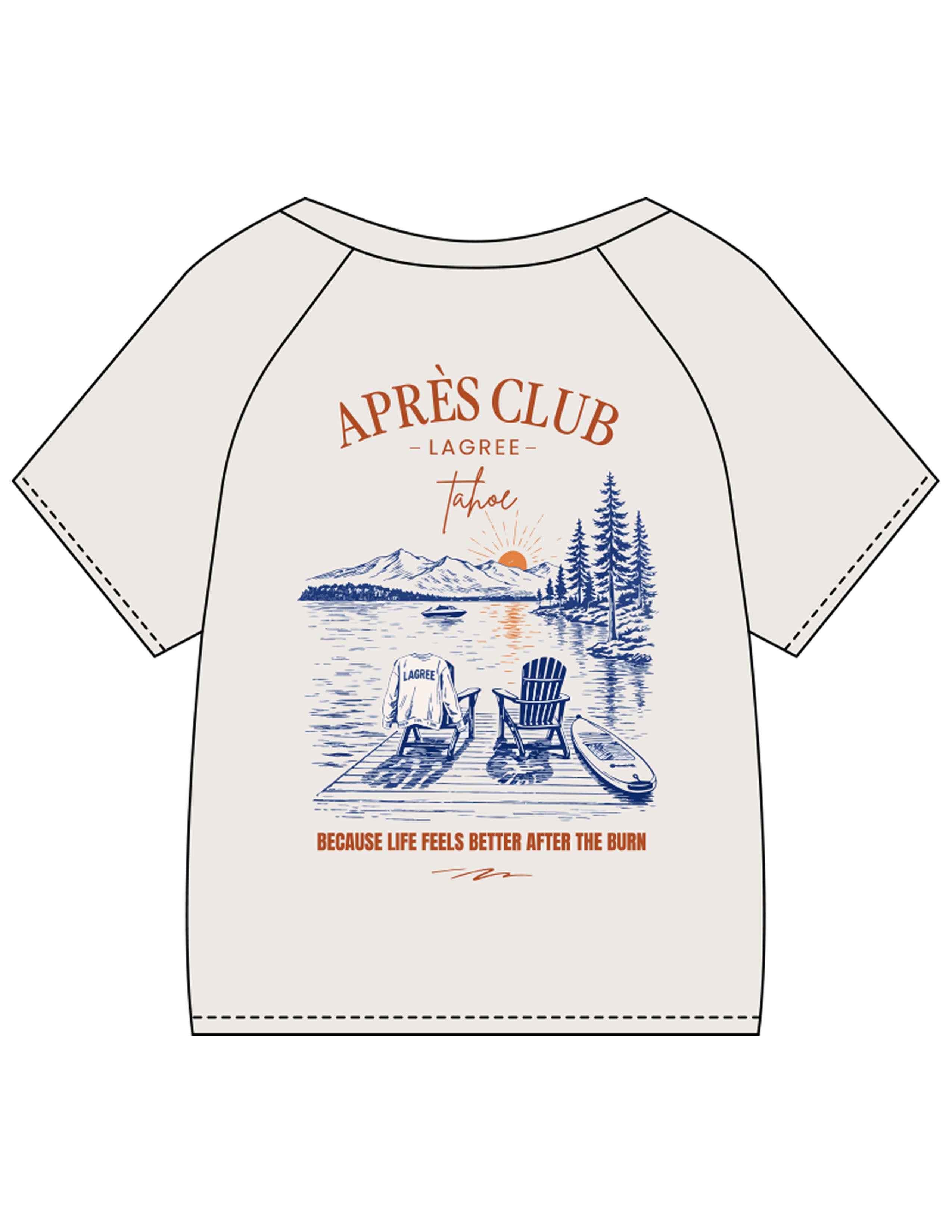 The Kids Tee - Bone - Lagree Tahoe - Left Chest Stacked & Back Image - Printed - Full Color