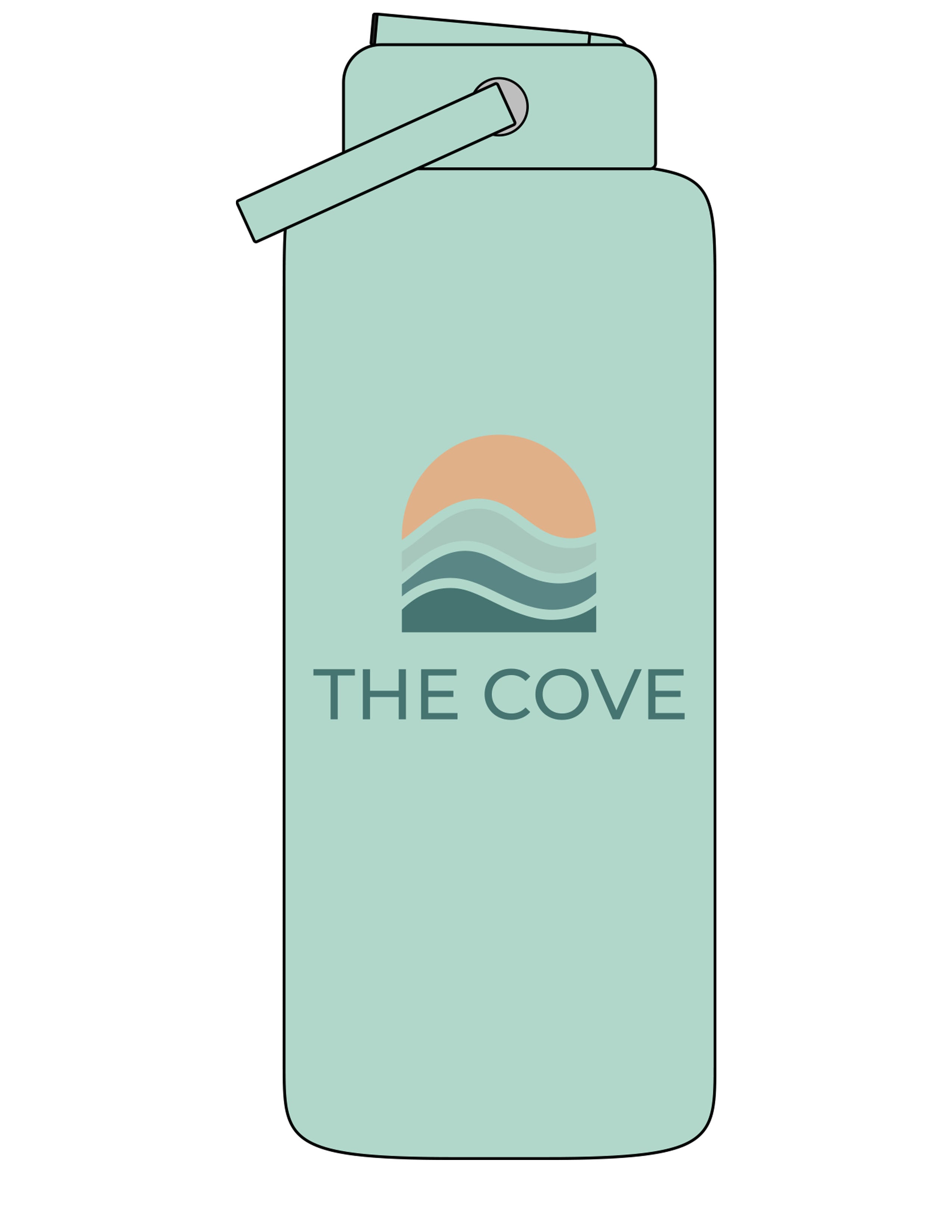 The Wide Mouth Water Bottle - Seafoam - The Cove - Center - Printed - Full Color