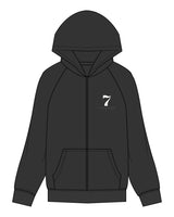The Mens Zip Hoodie - Washed Black - STUDIO 7 - Left Chest - Printed - Cream