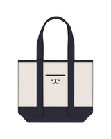 The Contrast Tote Bag - Natural / Navy - Evolve Lagree - Center Body - Embroidered - Navy