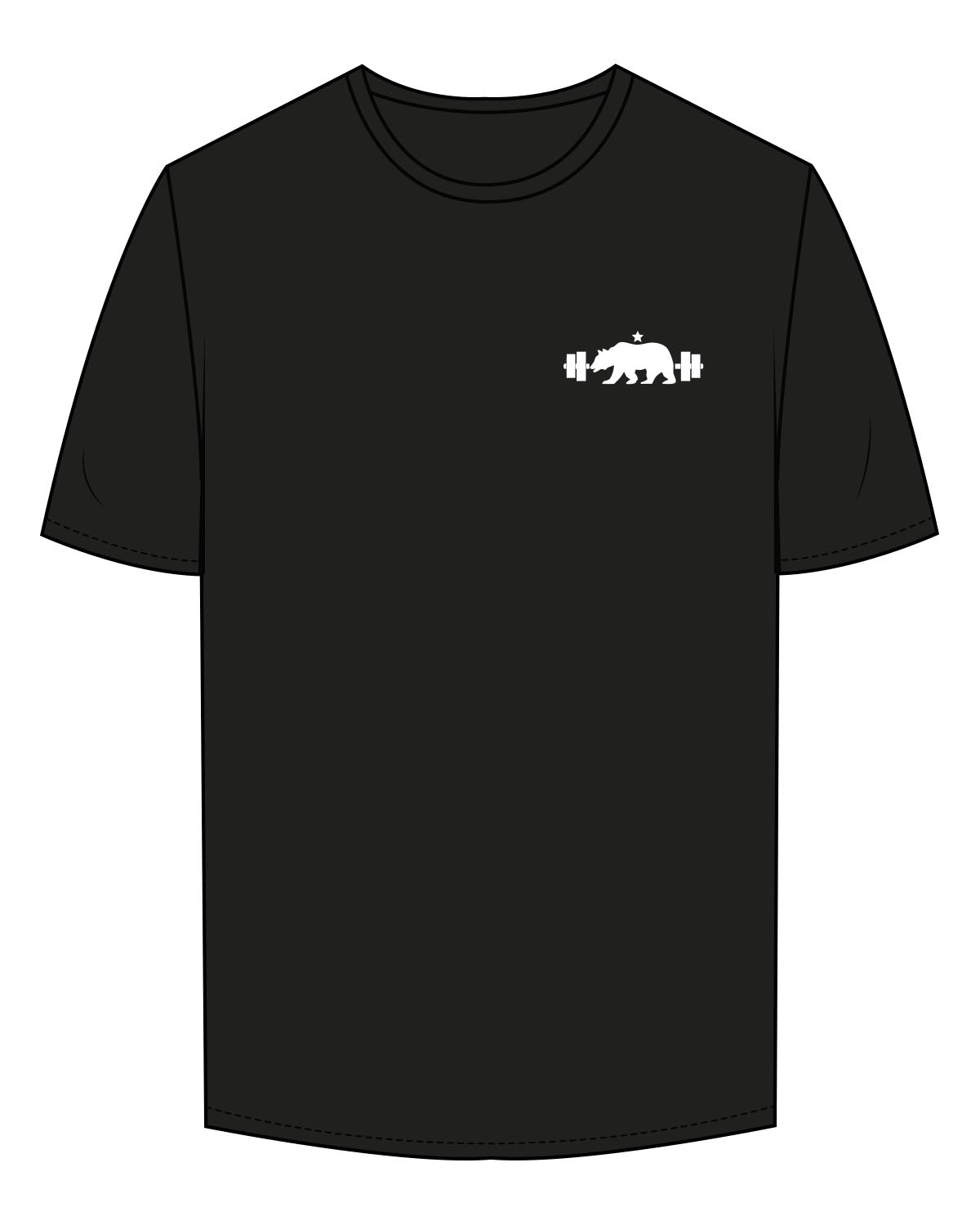 The Mens Tee - Black - P. 360 Oceanside - Left Chest - Back Center Stacked - Printed - White