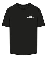 The Mens Tee - Black - P. 360 Oceanside - Left Chest - Back Center Stacked - Printed - White