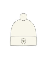 The Pom Pom Beanie - Off White - Velvaere  - Center Foid - Embroidered - Green