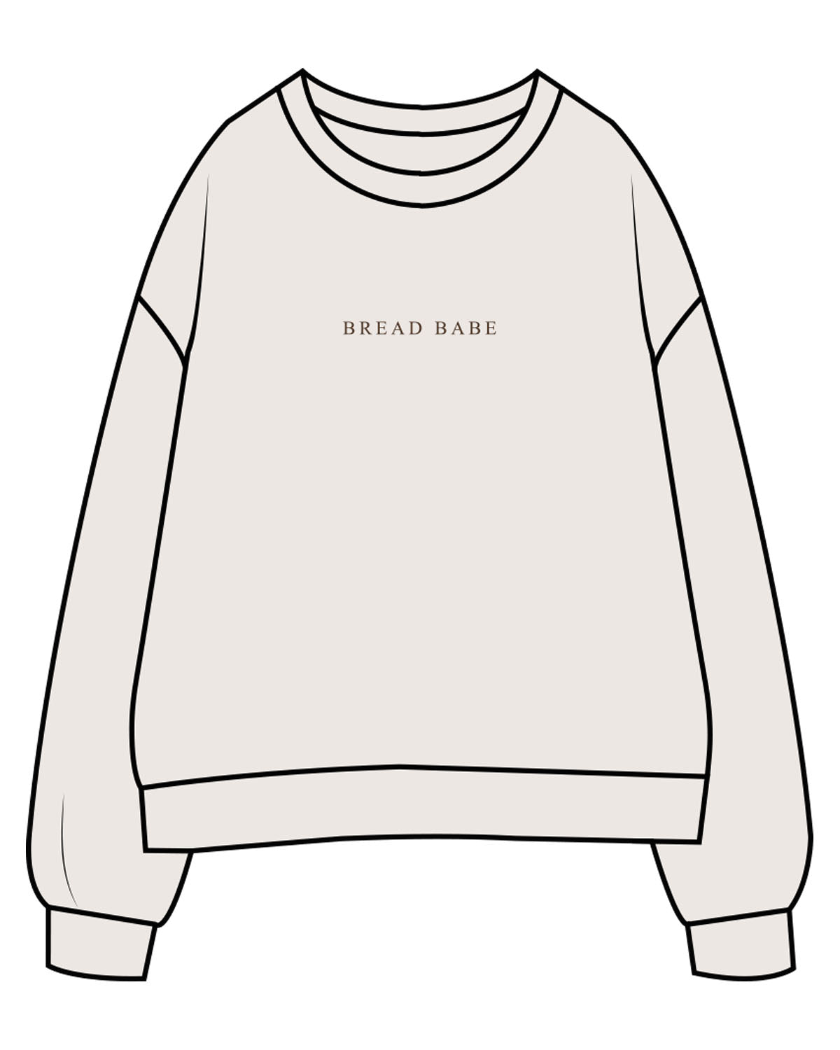 The Womens Crewneck - Bone - The Dough Dealer - Center Chest - Back Center Stack - Printed - Brown