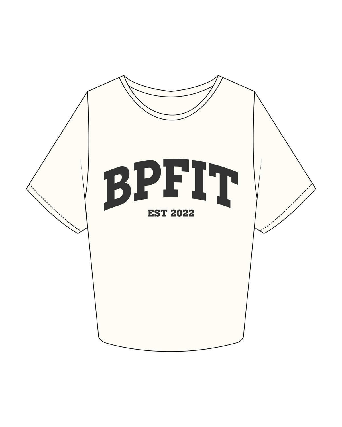 The Crop Tee - Off White - Bigger Picture Fitness - Arc Chest Stacked - Printed - Charcoal
