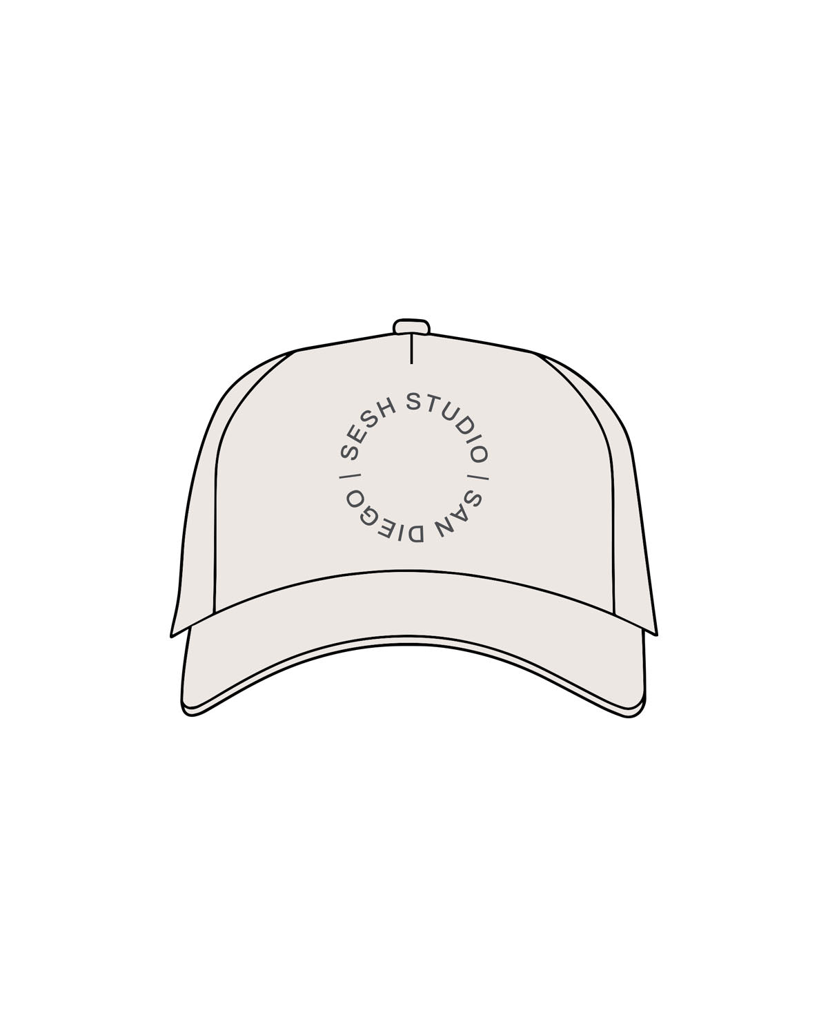 The Foam Trucker Hat - Bone - Sesh Studio - Center Crown Round - Printed - Charcoal