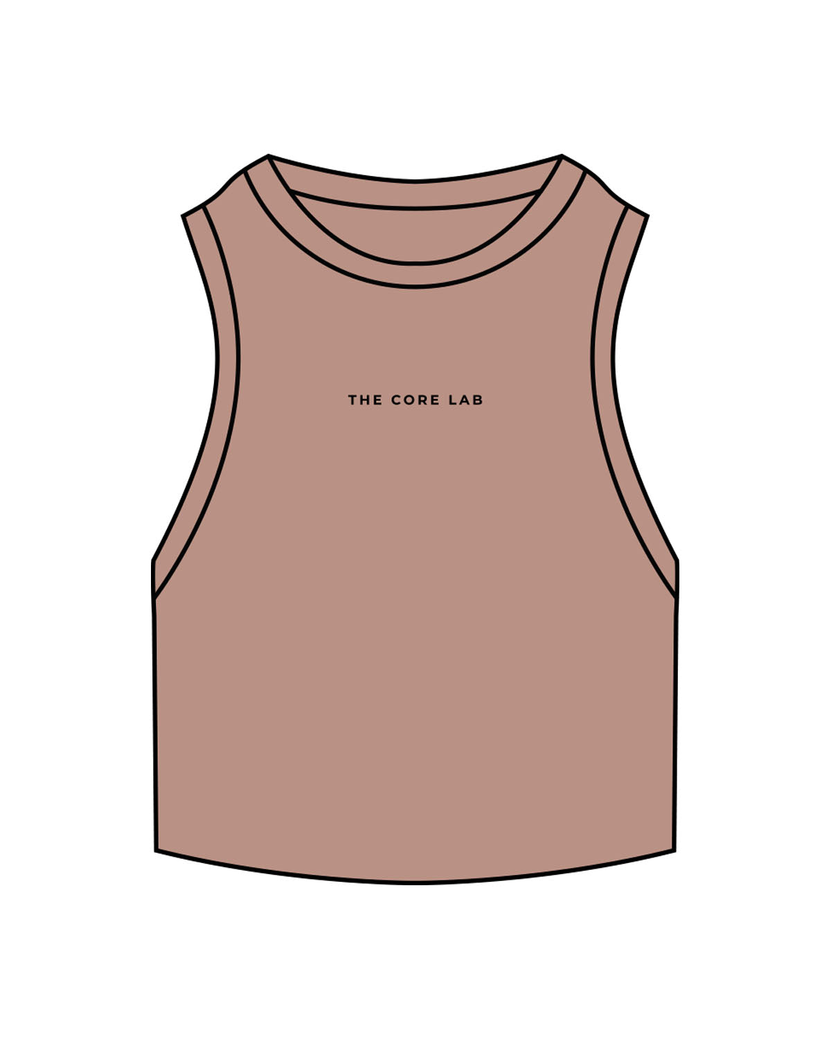 The Ribbed Crop Tank - Clay - Core Lab - Center Chest - Embroidered - Black