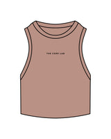 The Ribbed Crop Tank - Clay - Core Lab - Center Chest - Embroidered - Black