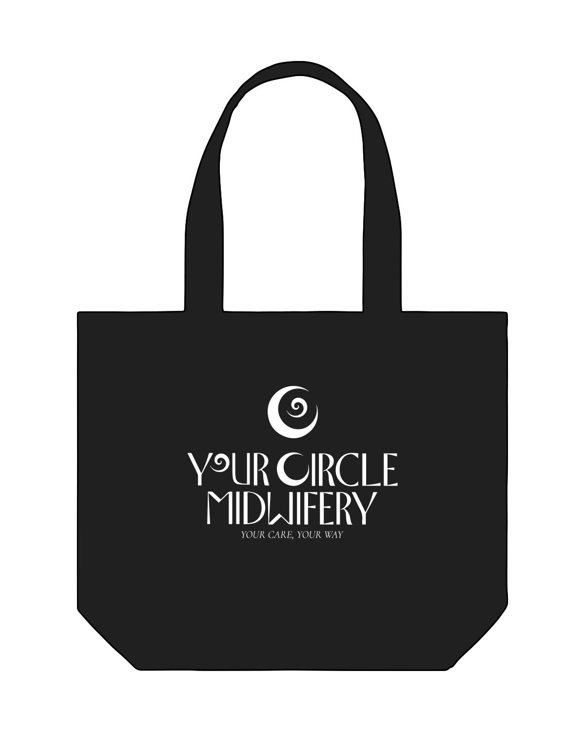 The Tote Bag - Black - Midwifery - Center Stacked - Printed - White