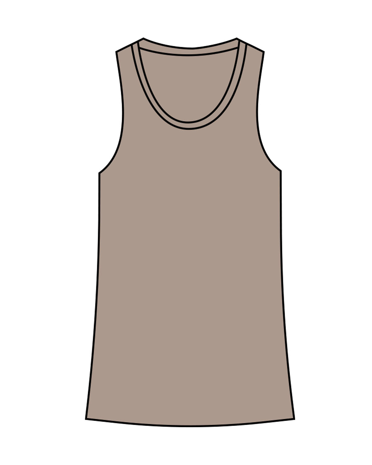 The Womens Full Length Tank - Warm Gray - HiLo - Upper Back - Printed - Tone on Tone