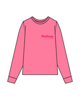 The Unisex Midweight Long Sleeve - Watermelon - PLATFORM - Left Chest Stacked - Back Stacked - "My Happy Hour" - Printed - Hot Pink